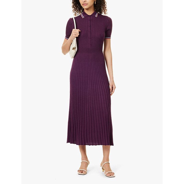 Eyot striped-trim silk and cashmere midi dress