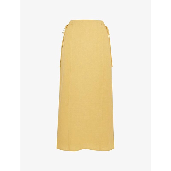 Josie side-tie high-rise woven midi skirt