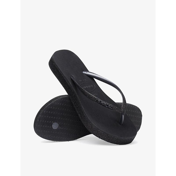 Slim flatform glitter-strap rubber flip-flops