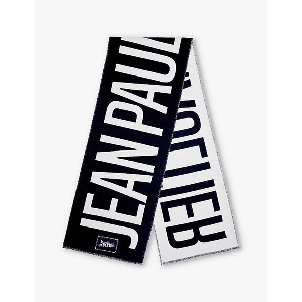 Branded-print oversized wool scarf