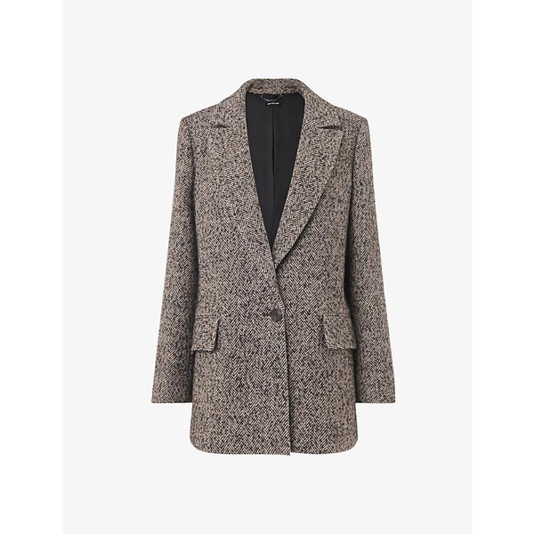 Noa herringbone recycled polyester and wool-blend blazer