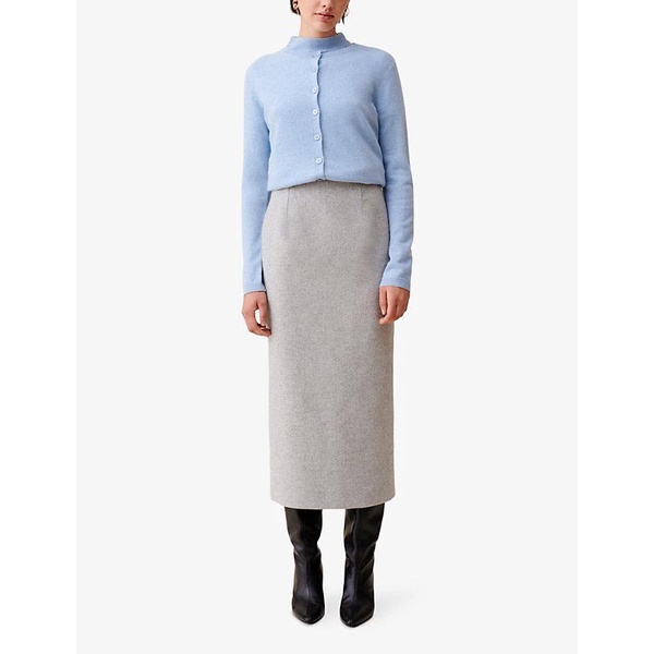 Slim-fit high-rise tailored wool-blend pencil skirt