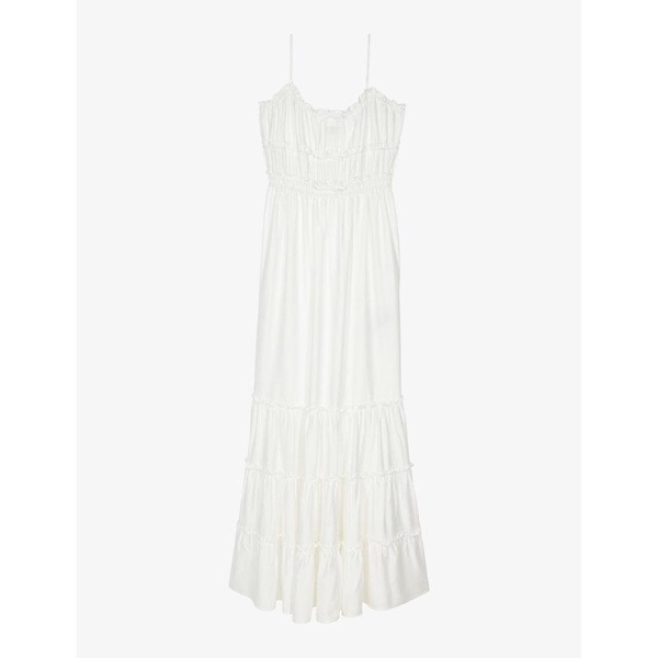 Bow-embellished panelled woven maxi dress