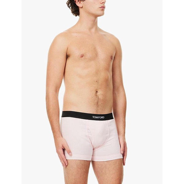 Branded-waistband stretch-cotton trunks