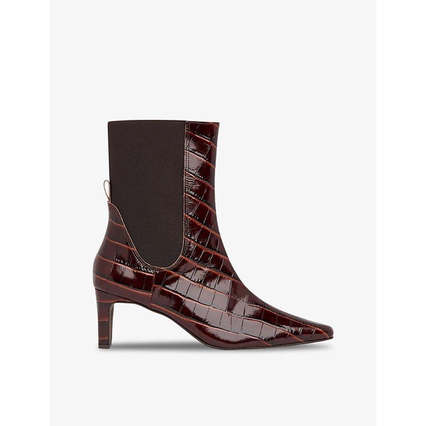 Darla croc-embossed leather heeled ankle boots