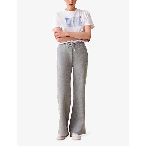 Logo-embroidered side-stripe high-rise cotton trousers