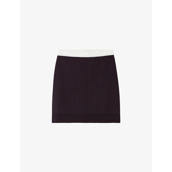 Elasticated-waist high-rise wool-blend mini skirt