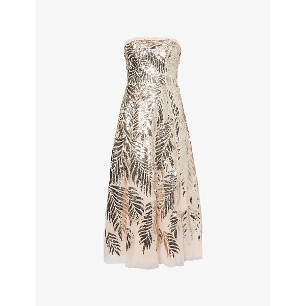 Feather sequin-embellished woven midi dress