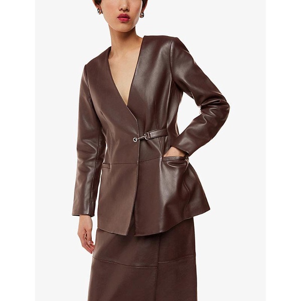 Josie wrap-tie leather blazer