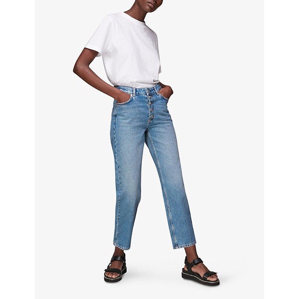 Hollie button-front straight high-rise jeans