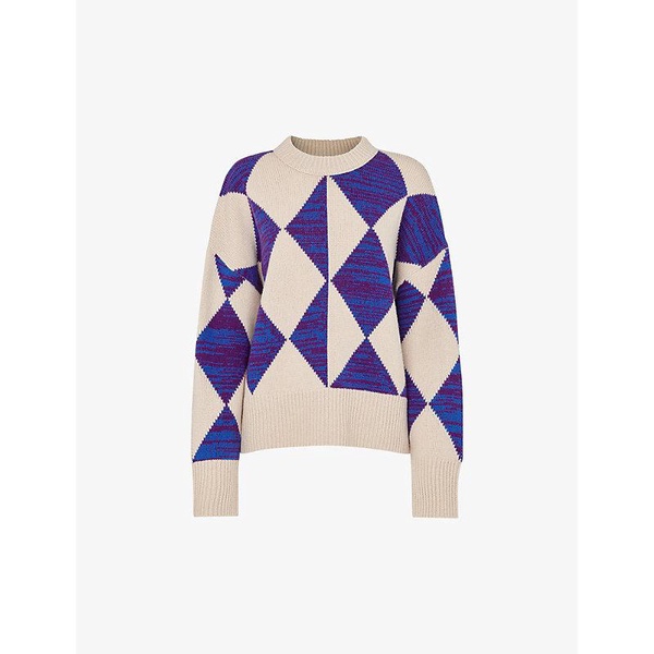 Diamond-pattern relaxed-fit wool-blend jumper