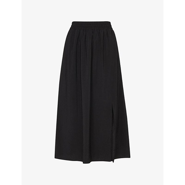 Eva split-hem woven midi skirt