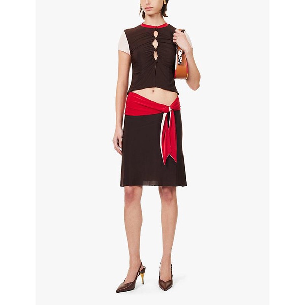 Milen colour-block stretch-woven jersey mini skirt