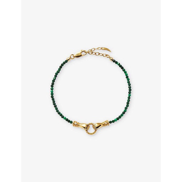 Missoma x Harris Reed Good Hands 18ct recycled yellow gold-plated brass, cubic zirconia and malachite beaded bracelet