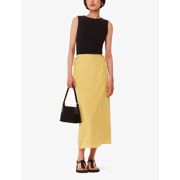 Josie side-tie high-rise woven midi skirt