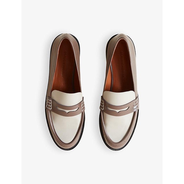 Contrast-panel slip-on leather loafers