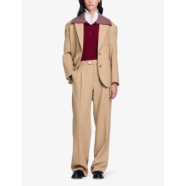 Straight-leg mid-rise woven trousers