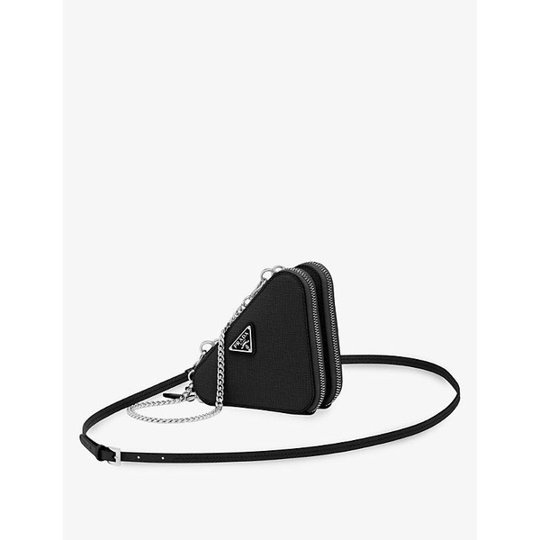 Triangle-shaped mini leather cross-body bag