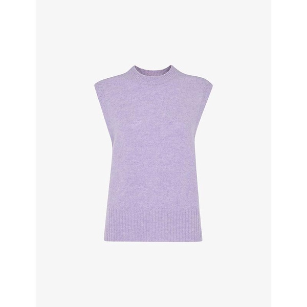 Round-neck sleeveless knitted wool vest