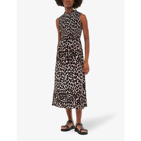 Heidi shirred-bodice leopard-print woven midi dress