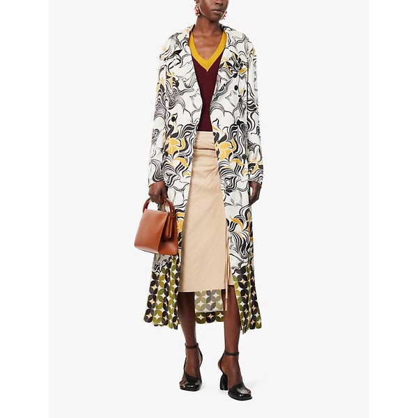 Abstract-pattern satin coat