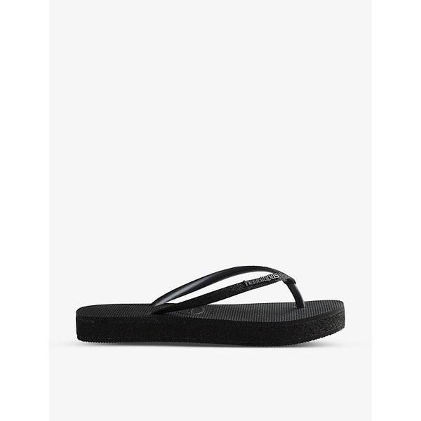 Slim flatform glitter-strap rubber flip-flops