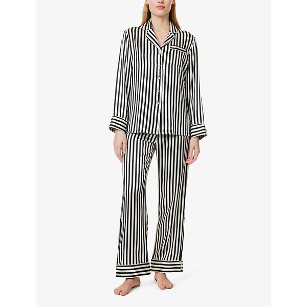 Lila stripe-print silk pyjamas