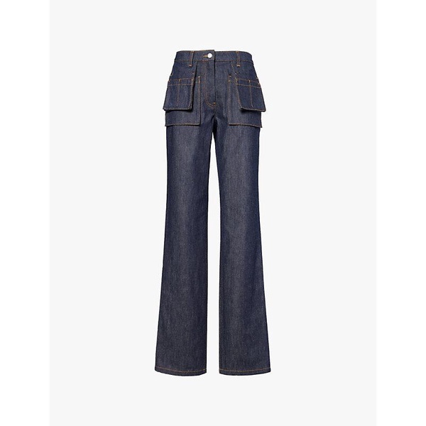 Patch-pocket straight-leg mid-rise jeans