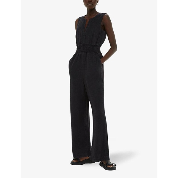 Danny shirred-waist sleeveless linen jumpsuit