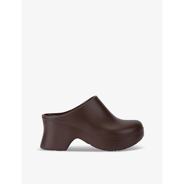 Terra curved-heel rubber heeled mules