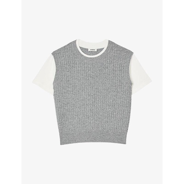 Layered short-sleeve knitted jumper