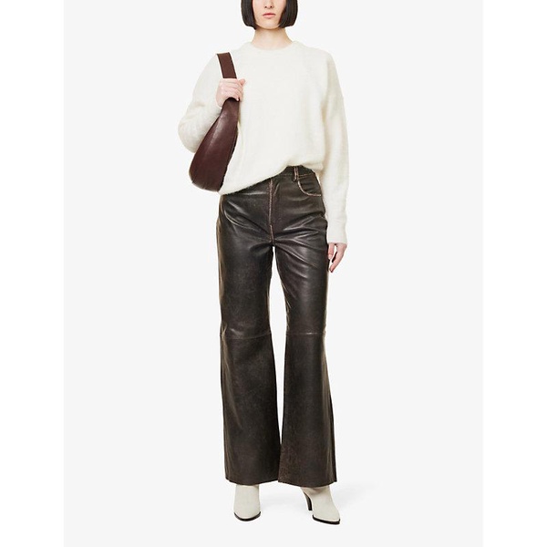 Veda mid-rise wide-leg leather trousers