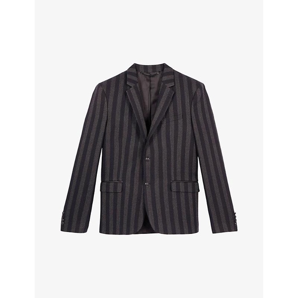 Notched-lapel stripe-pattern wool blazer