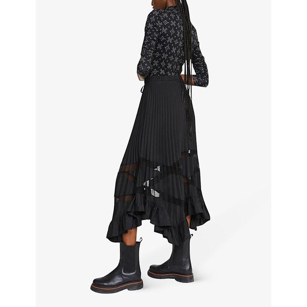 Seloda pleated ruffled woven maxi skirt