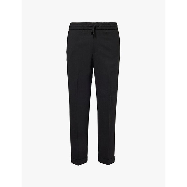 Drawstring tapered-leg stretch-wool trousers