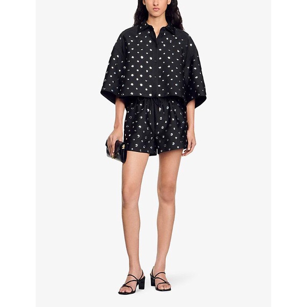 Oversized studded woven shirt