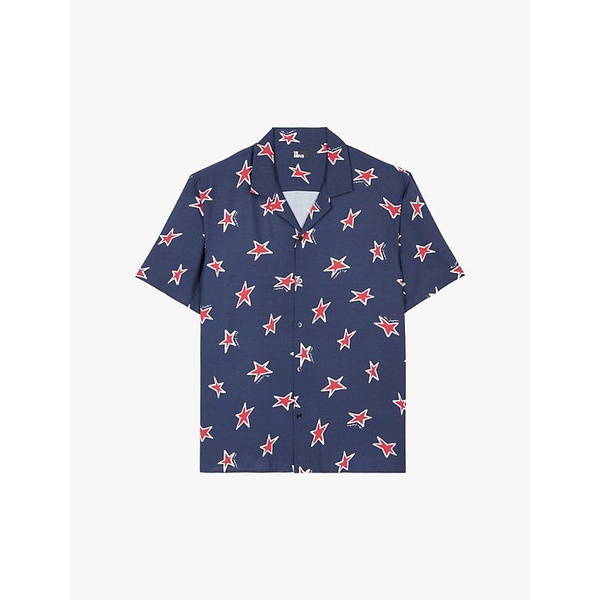 Star-print regular-fit short-sleeve woven shirt