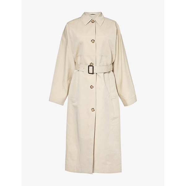 Detachable-belt regular-fit cotton and silk-blend coat