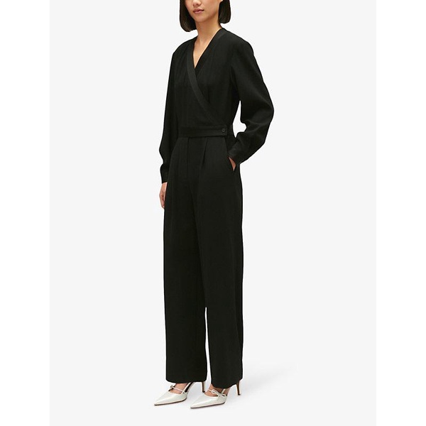 Wrap-over double-breasted woven trouser suit