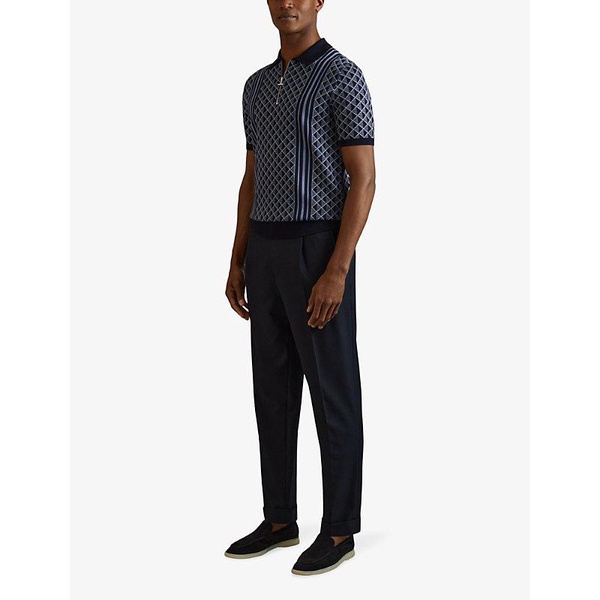 Sanderson diamond-pattern stretch-knit polo shirt