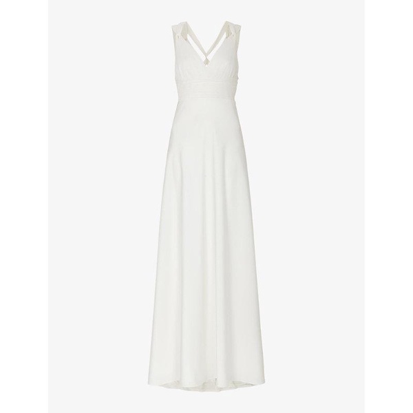 Nicole V-neck silk-blend maxi wedding dress