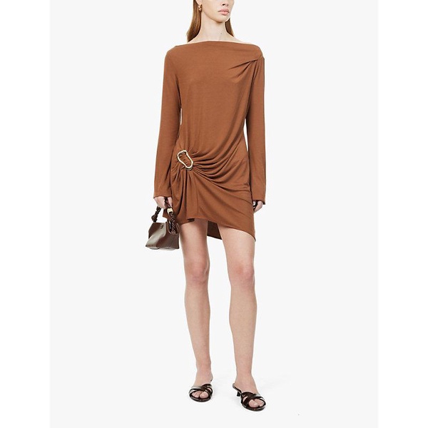 Draped buckled stretch-jersey mini dress