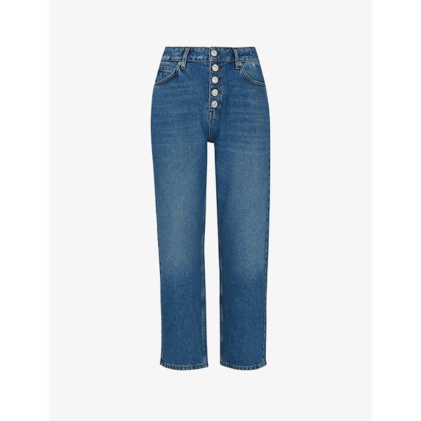 Hollie button-front straight high-rise jeans