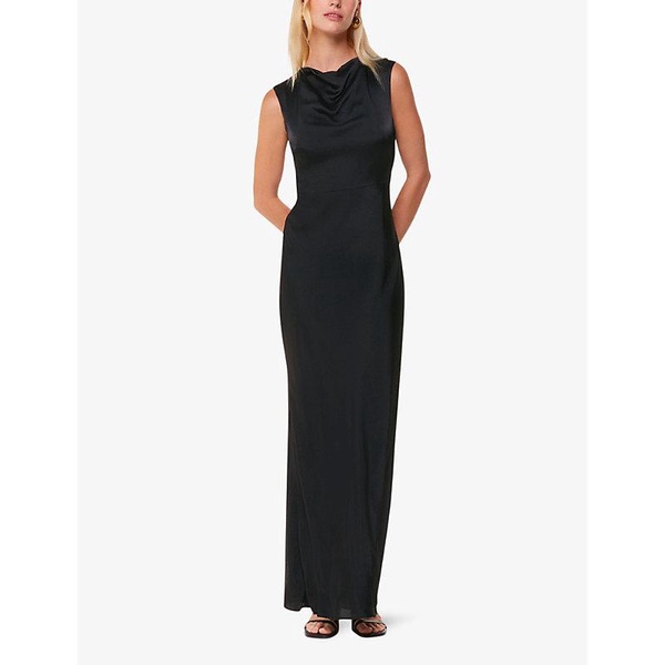 Cowl-neck open-back satin maxi dress