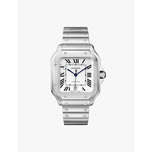 CRWSSA0018 Santos de Cartier Large Model stainless steel and leather watch