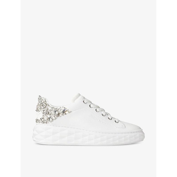 Diamond Maxi sequin-embellished leather and woven low-top trainers