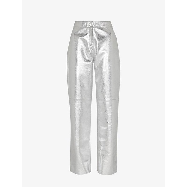 Cosmo straight-leg high-rise metallic-leather trousers