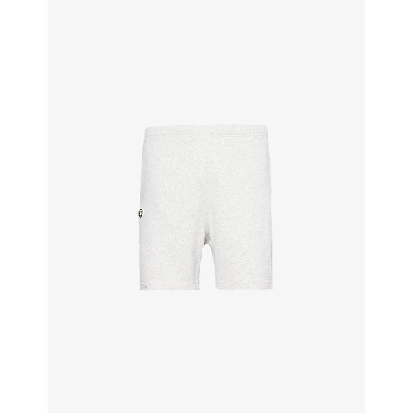 Text-print brand-patch cotton-blend shorts