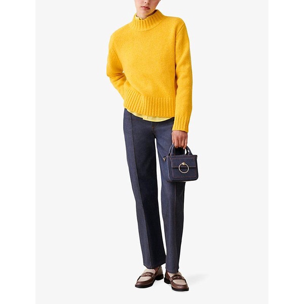 Funnel-neck knitted wool-blend jumper