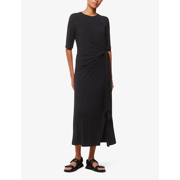 Twist-knot long-sleeved stretch-jersey midi dress